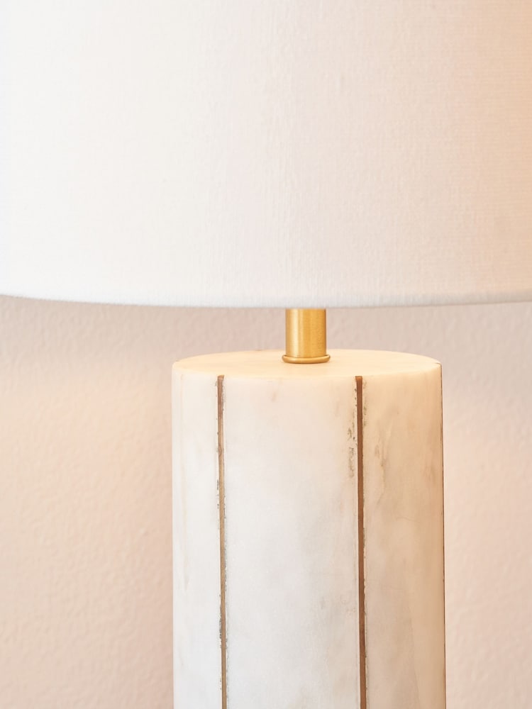 Pacific Gold Venetia Marble And Gold Metal Tall Table Lamp - Image 2 of 6