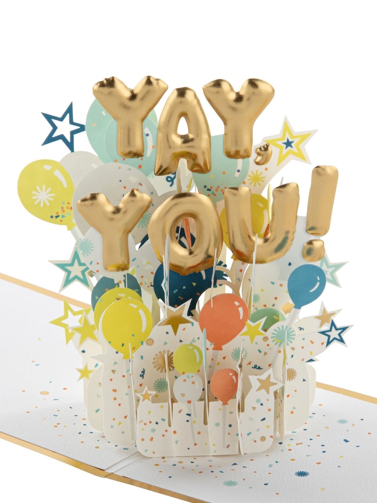 Hallmark White Birthday Card 3D Pop-Up 'Yay You' Design - Image 4 of 4