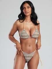 South Beach Black Crochet Triangle Top And Tie Side Briefs Set - Image 1 of 6