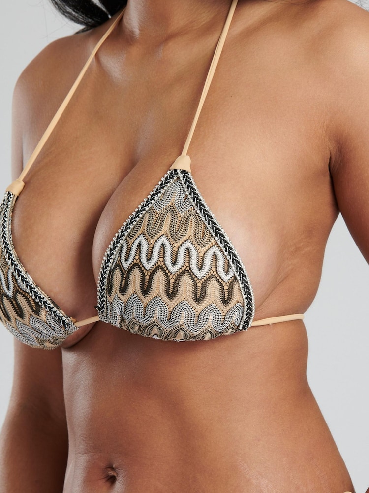 South Beach Black Crochet Triangle Top And Tie Side Briefs Set - Image 6 of 6