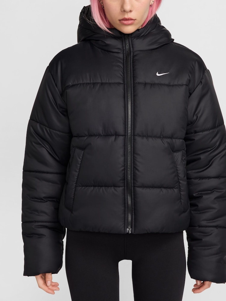 Nike Black Sportswear Classic Puffer Therma-FIT Loose Hooded Jacket - Image 3 of 11