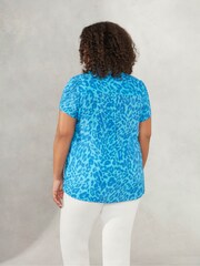 Live Unlimited Curve Blue Animal Print Short Sleeve Shirt - Image 2 of 5