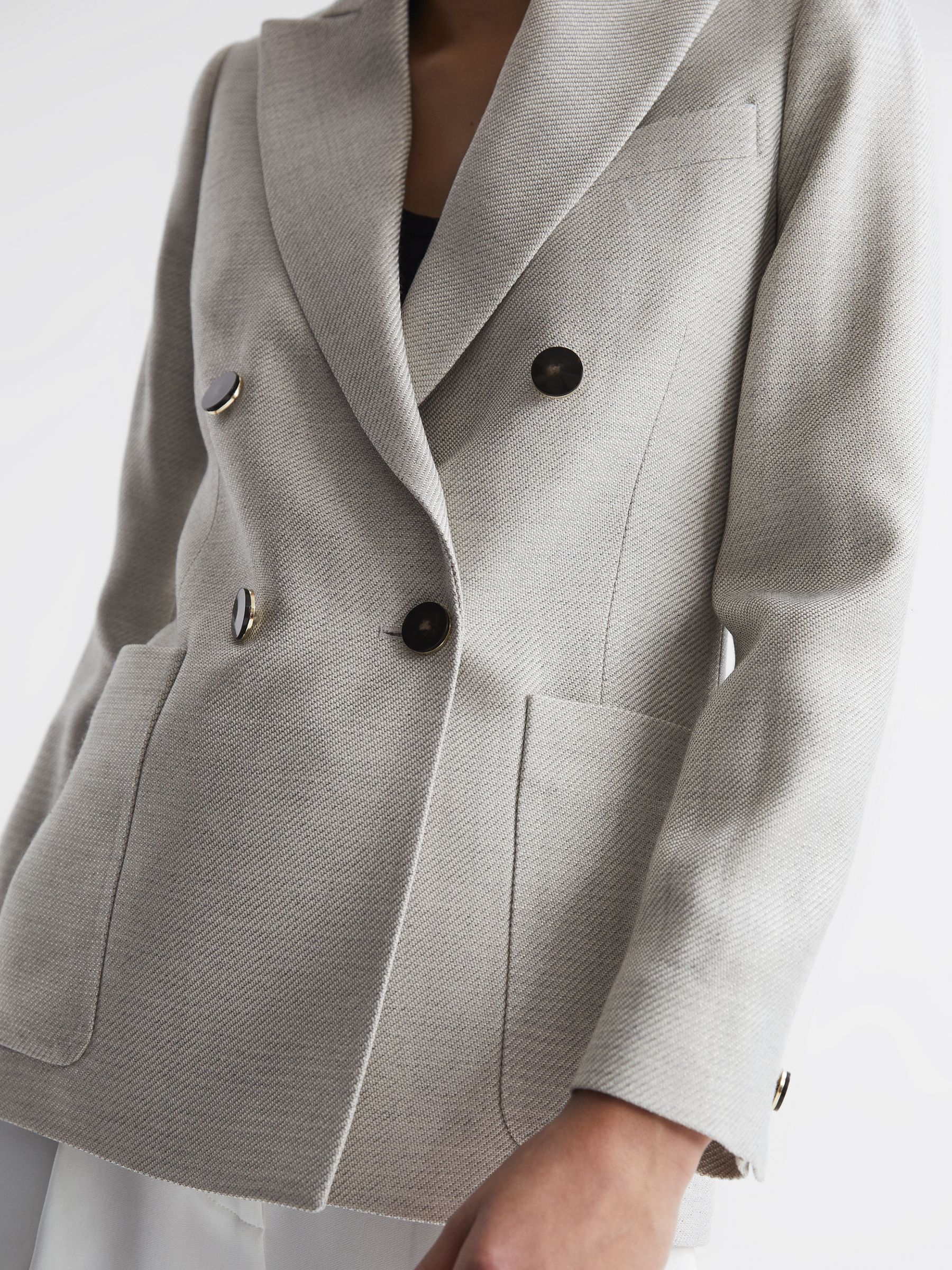Buy Reiss Neutral Gaia Petite Tailored Double Breasted