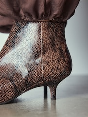 Chocolate Brown/Snake Print Extra Wide Fit Forever Comfort® Kitten Heel Shoe Boots - Image 5 of 10