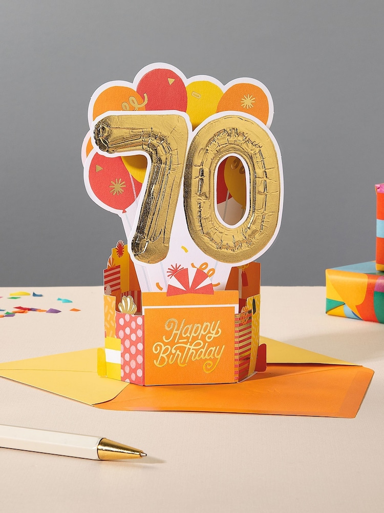 Hallmark Red 70th Birthday Card 3D Pop-Up Paper Wonder Design - Image 1 of 4 Hallmark Red 70th Birthday Card 3D Pop-Up Paper Wonder Design - Image 1 of 4
