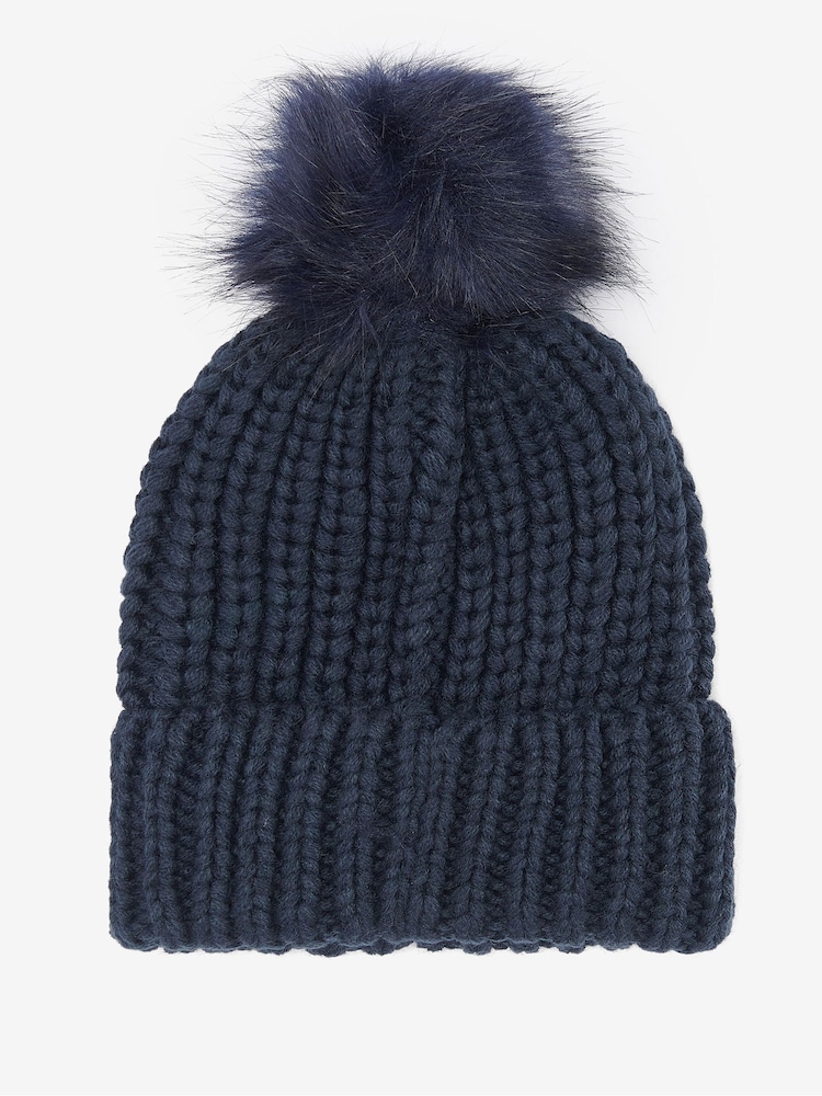 Barbour® Navy Saltburn Pom Beanie Hat - Image 3 of 3