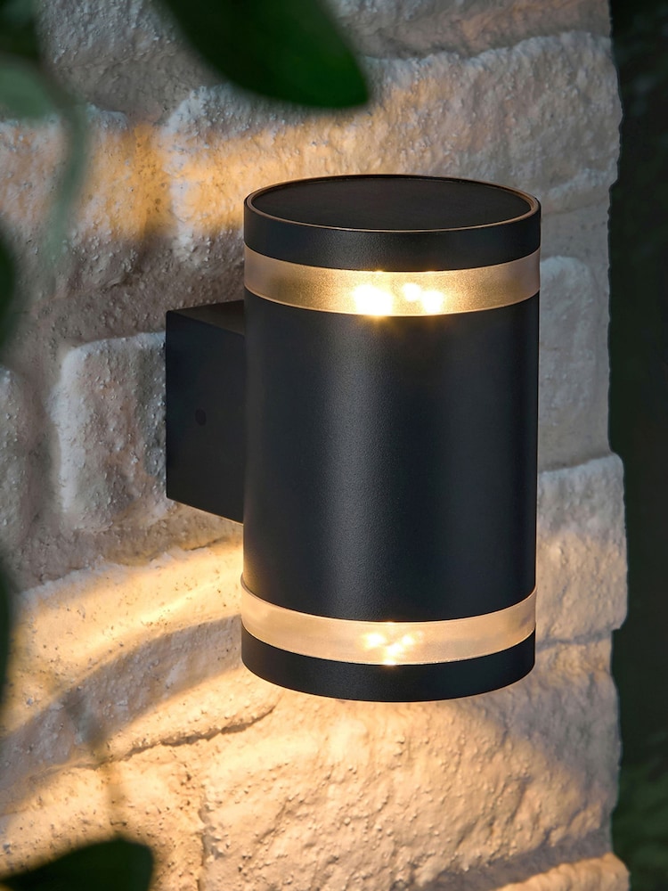 Lights4fun Black Wentworth Solar Up and Down Wall Light - Image 1 of 2 Lights4fun Black Wentworth Solar Up and Down Wall Light - Image 1 of 2