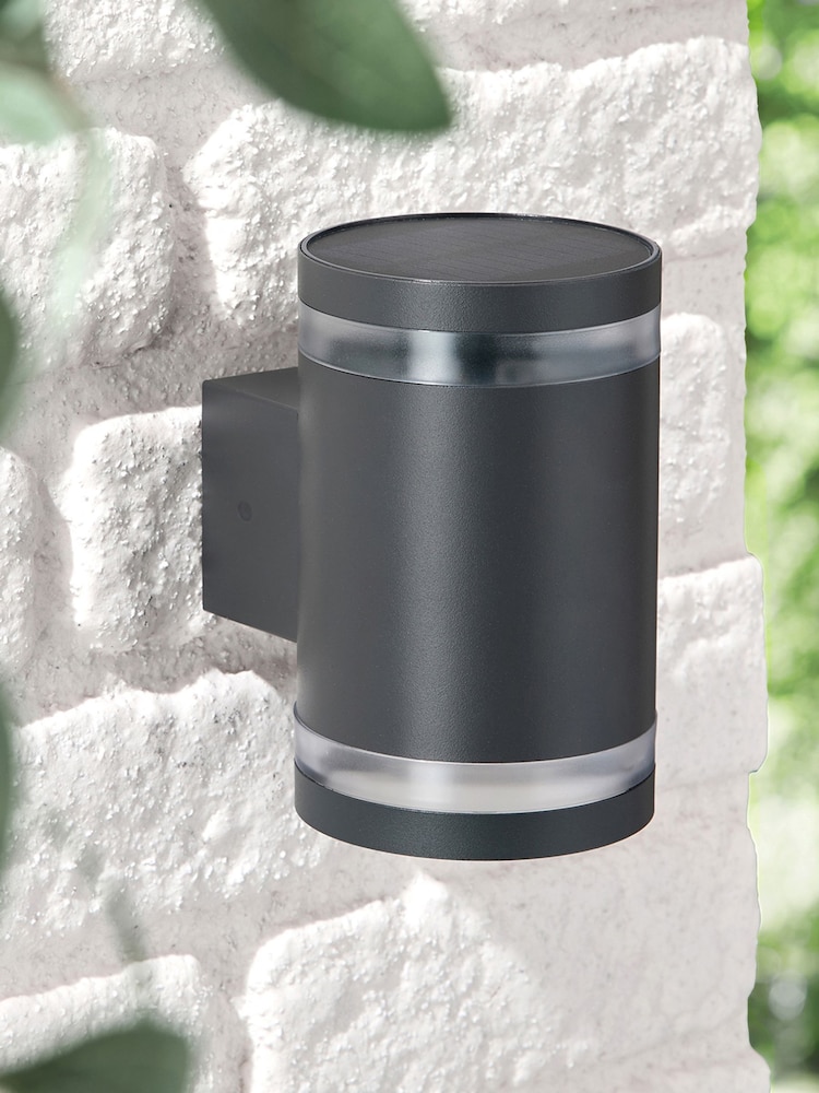 Lights4fun Black Wentworth Solar Up and Down Wall Light - Image 2 of 2 Lights4fun Black Wentworth Solar Up and Down Wall Light - Image 2 of 2