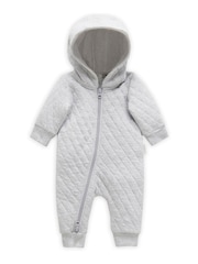Purebaby Grey Cotton Quilted Zip Pramsuit - Image 2 of 4