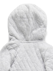 Purebaby Grey Cotton Quilted Zip Pramsuit - Image 3 of 4