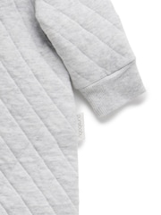 Purebaby Grey Cotton Quilted Zip Pramsuit - Image 4 of 4