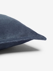French Connection Indigo 100% Cotton Washed Velvet Cushion - Image 4 of 4