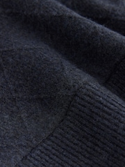 Granatowy - Quarter Zip Cosy Knit Jumper - Obraz 6 z 7