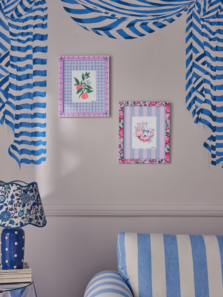 Cath Kidston Blue/Pink Floral Wall Art - Image 1 of 9