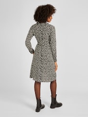 JoJo Maman Bébé Black Spot Print Shirt Dress With Tie - Image 3 of 4
