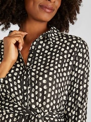 JoJo Maman Bébé Black Spot Print Shirt Dress With Tie - Image 4 of 4