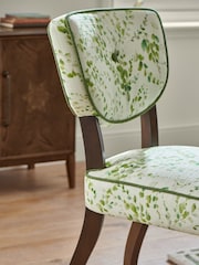 Nina Campbell Set of 2 Springtime Leaves Green Ashburn Walnut Effect Leg Dining Chairs - Image 2 of 7
