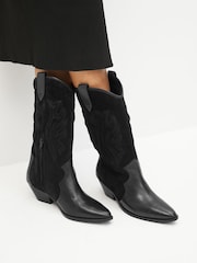 Black Signature Leather Forever Comfort® Stitched Western Boots - Image 1 of 8