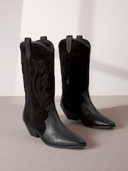 Black Signature Leather Forever Comfort® Stitched Western Boots - Image 3 of 8