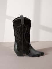 Black Signature Leather Forever Comfort® Stitched Western Boots - Image 4 of 8