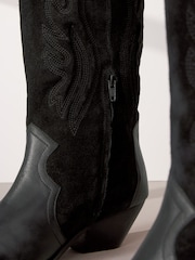 Black Signature Leather Forever Comfort® Stitched Western Boots - Image 6 of 8