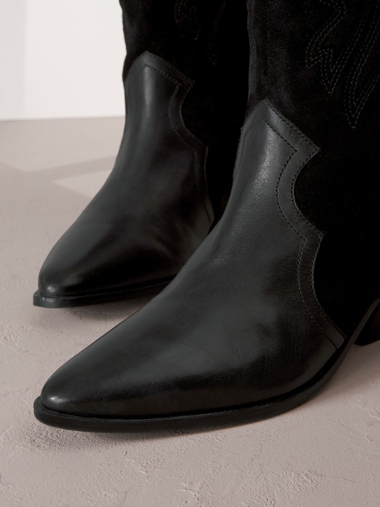 Black Signature Leather Forever Comfort® Stitched Western Boots - Image 8 of 8