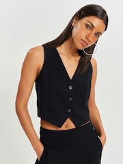 Black Tailored Crepe Waistcoat - Image 1 of 6