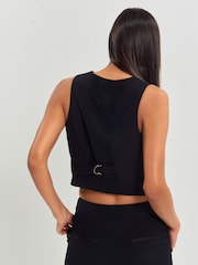 Black Tailored Crepe Waistcoat - Image 3 of 6