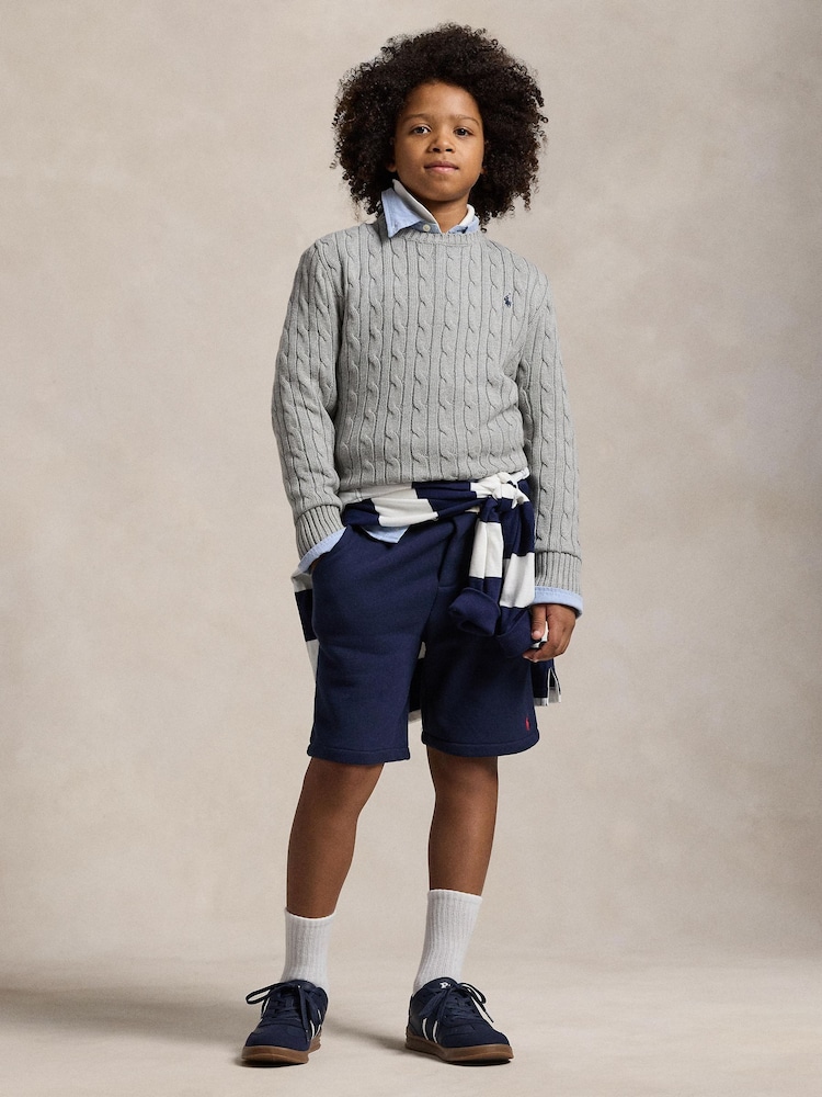 Polo Ralph Lauren Grey Logo Cable Knit Jumper - Image 2 of 5