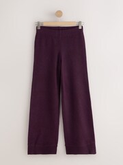 ბადრიჯნის იისფერი - Knitted Wide Leg Joggers - სურათი 1 3-დან