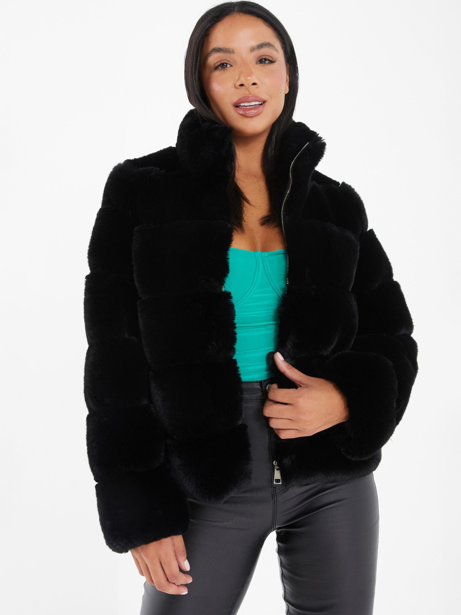 Quiz faux fur jacket cheap