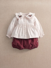 Mamas & Papas Floral Embroidered Blouse & Bloomers Set - 3şəkildən 1 şəkil