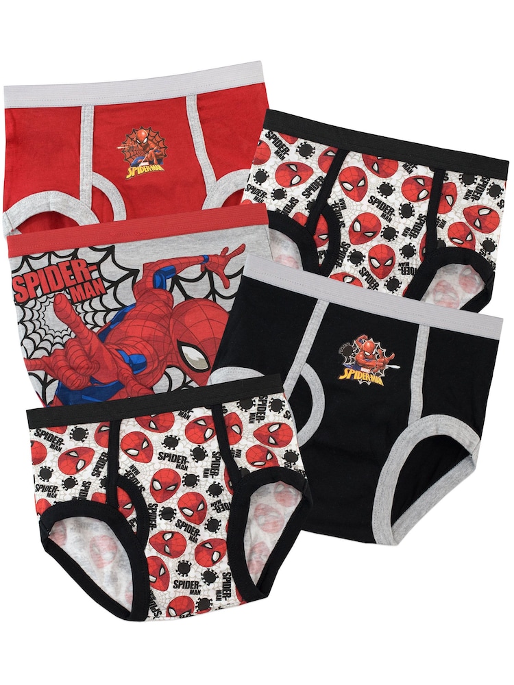 Character Silver Spiderman 100% Cotton Briefs Packs of 5 - Image 1 of 5