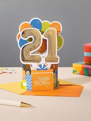 Hallmark Orange 21st Birthday Card 3D Pop-Up Paper Wonder Design - Image 1 of 4