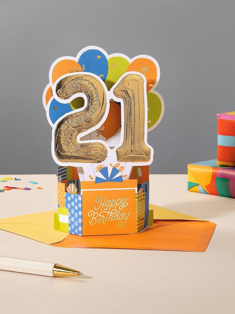 Hallmark Orange 21st Birthday Card 3D Pop-Up Paper Wonder Design - Image 1 of 4 Hallmark Orange 21st Birthday Card 3D Pop-Up Paper Wonder Design - Image 1 of 4