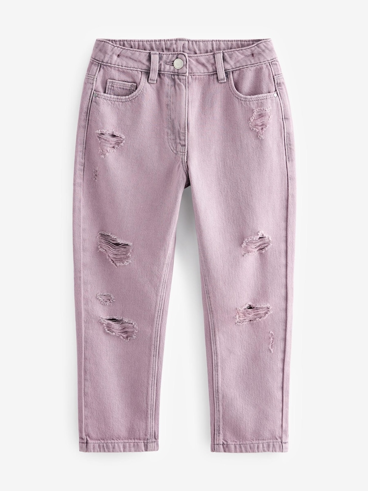 Violet lilas - Jeans Distressed Mom 100% Cotton Jeans (3-16yrs) - Image 1 of 3