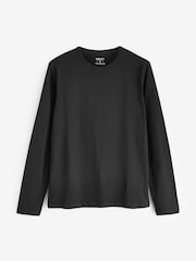 Black Long Sleeve 100% Cotton Layering T-Shirts 5 Pack - Image 2 of 7