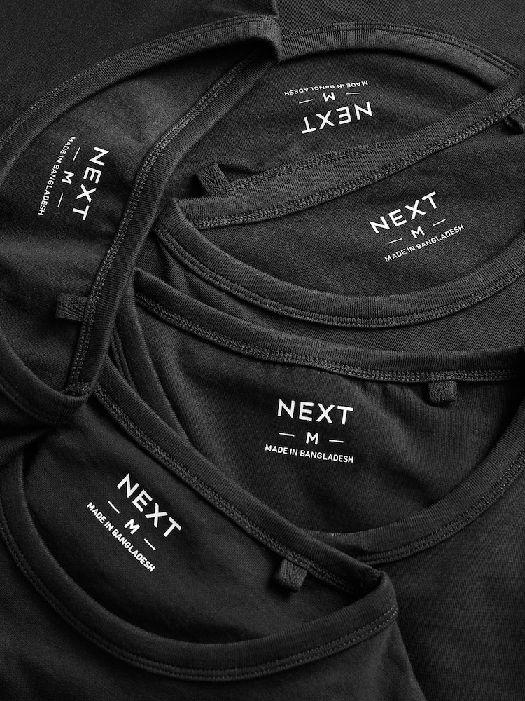 Black Long Sleeve 100% Cotton Layering T-Shirts 5 Pack - Image 4 of 7