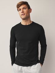 Black Long Sleeve 100% Cotton Layering T-Shirts 5 Pack - Image 5 of 7