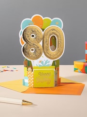 Hallmark Green 80th Birthday Card 3D Pop-Up Paper Wonder Design - Image 1 of 4