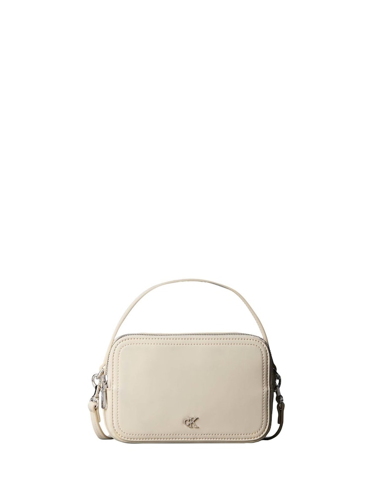 Calvin Klein White Monogram Logo Cross-Body Camera Bag - Image 2 of 4 Calvin Klein White Monogram Logo Cross-Body Camera Bag - Image 2 of 4