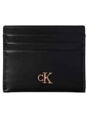 Calvin Klein Black Leather RFID Monogram Card Holder - Image 1 of 3