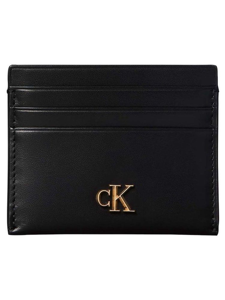 Calvin Klein Black Leather RFID Monogram Card Holder - Image 1 of 3 Calvin Klein Black Leather RFID Monogram Card Holder - Image 1 of 3