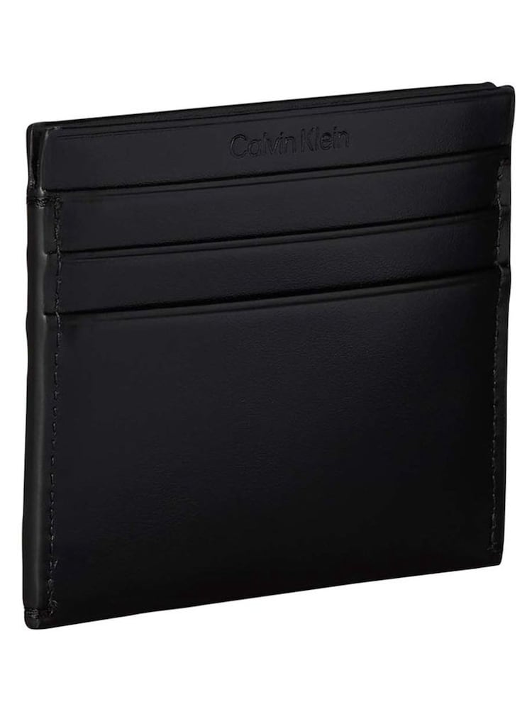 Calvin Klein Black Leather RFID Monogram Card Holder - Image 2 of 3 Calvin Klein Black Leather RFID Monogram Card Holder - Image 2 of 3