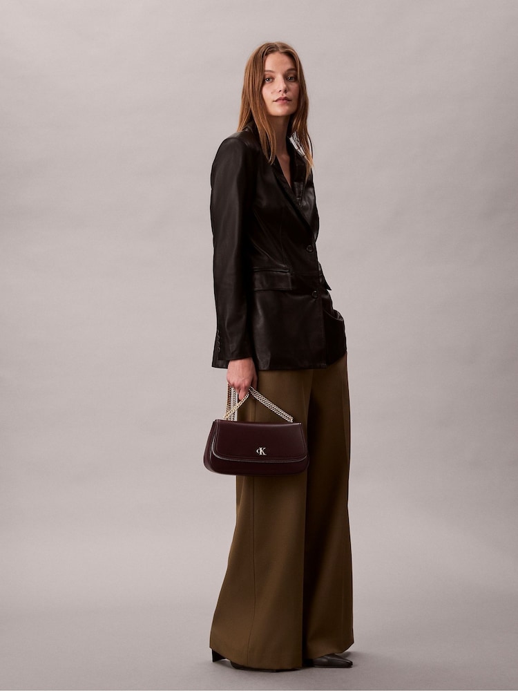 Calvin Klein Red Monogram Hardware Shoulder Bag - Image 1 of 6 Calvin Klein Red Monogram Hardware Shoulder Bag - Image 1 of 6