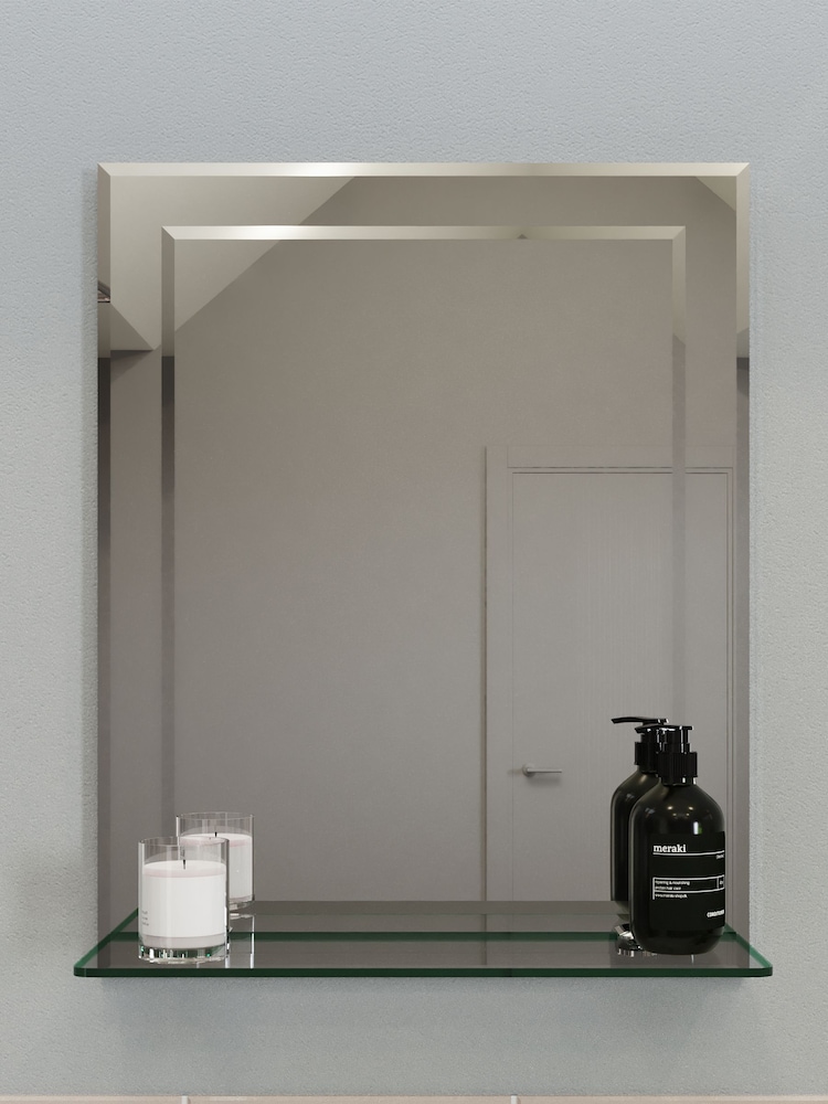Croydex Rydal Rectangular Mirror With Shelf - Image 1 of 4 Croydex Rydal Rectangular Mirror With Shelf - Image 1 of 4
