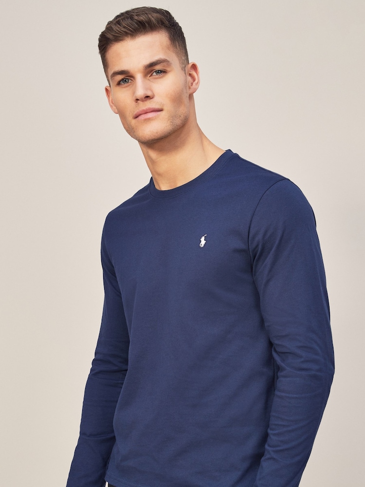 Azul marino claro - Camiseta de algodón de manga larga con logo de Polo Ralph Lauren - Imagen 1 de 6 Azul marino claro - Camiseta de algodón de manga larga con logo de Polo Ralph Lauren - Imagen 1 de 6