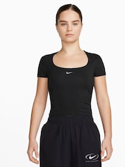 Nike Black Square Neck Short Sleeve Chill Knit Top - Image 1 of 3