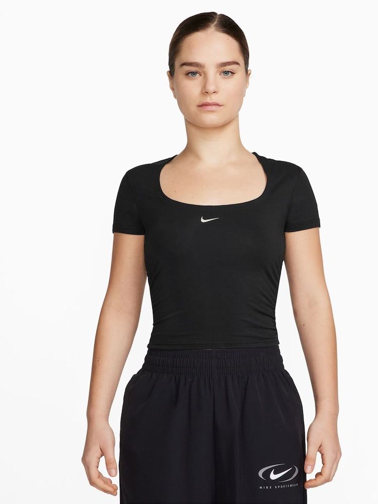 Nike Black Square Neck Short Sleeve Chill Knit Top - Image 1 of 3