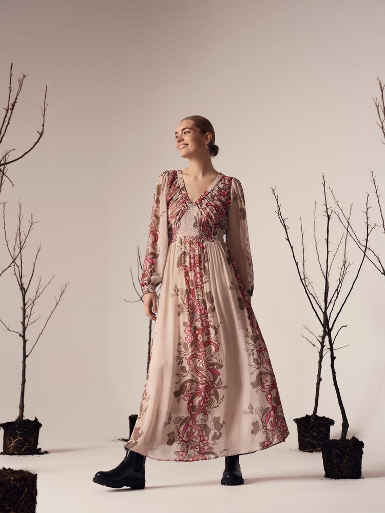 Cream Pink Smilla Long Sleeve Maxi Dress - Image 1 of 1